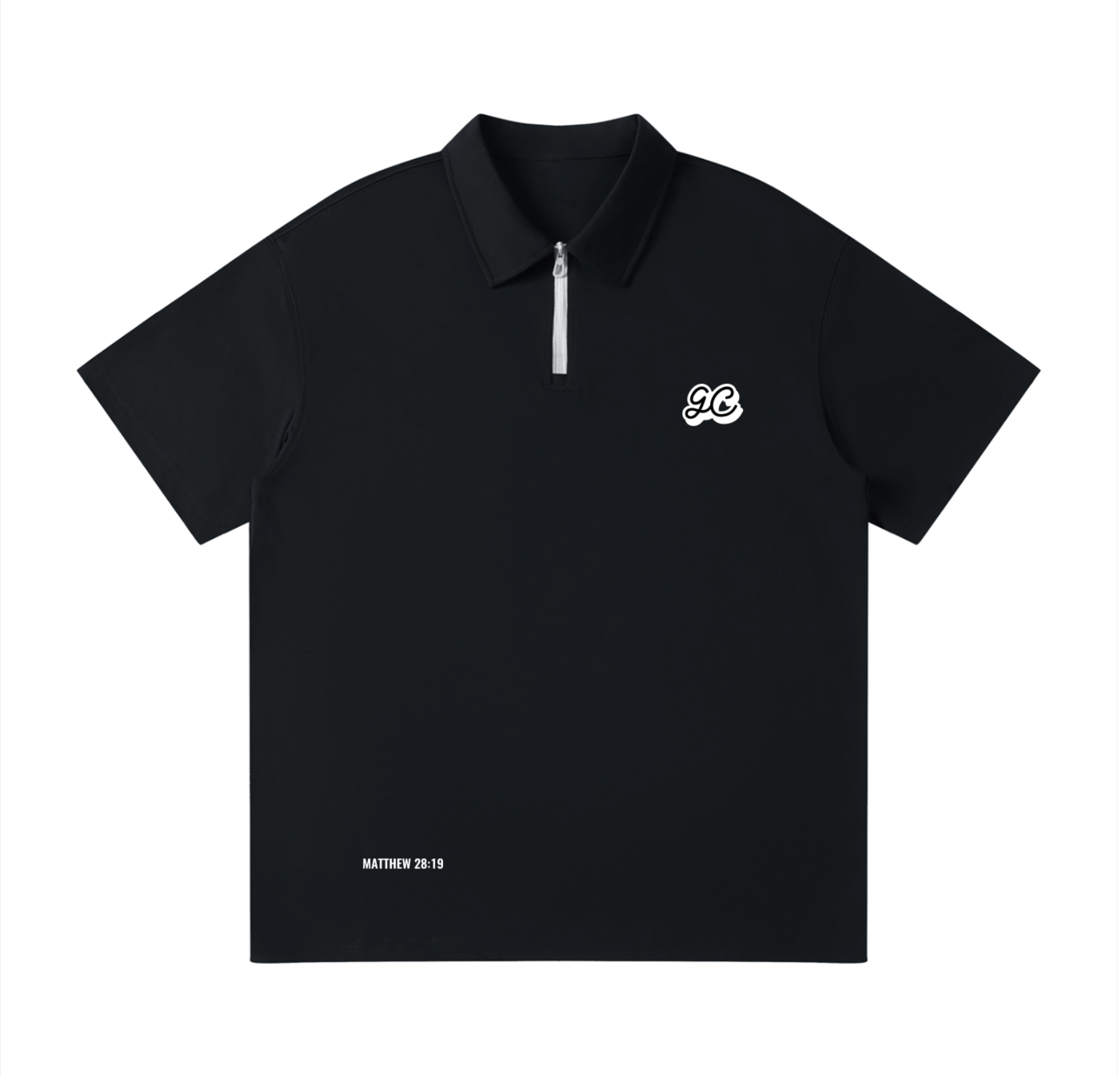 BLACK ZIP POLO SHIRT